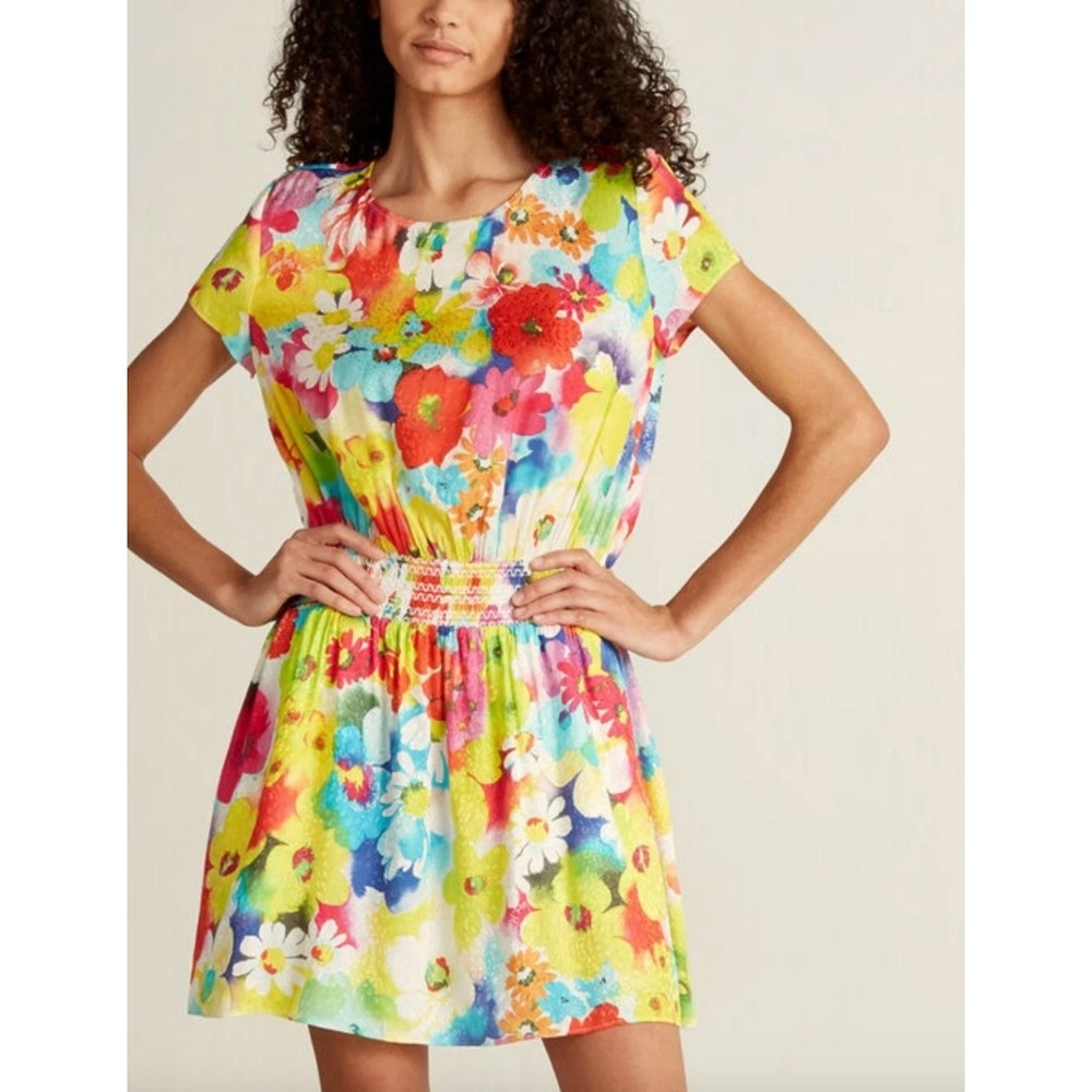 LOVE MOSCHINO Floral Jacquard Mini Dress Watercolor Multicolor